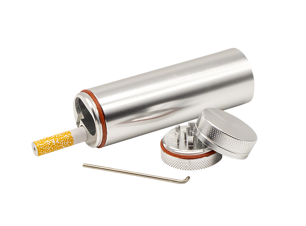 Metal Dugout With Grinder And Chillum