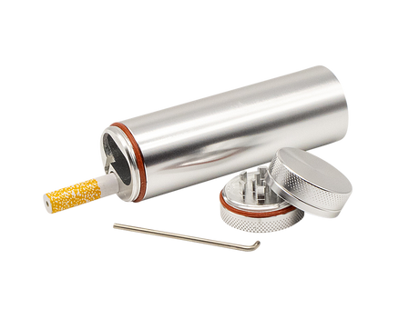 Metal Dugout With Grinder And Chillum