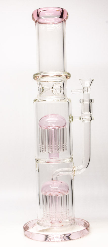 16" Straight Water Pipe with Two In Line Percs