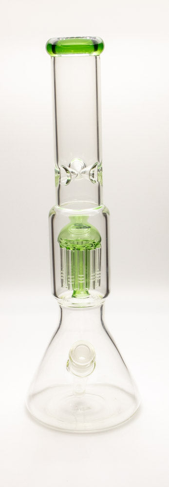 Two-Tone Tree Perc Glass Water Pipe With Thick Base & Bent Wide Mouthpiece