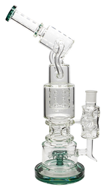 Double Perc Water Pipe - GREEN LIP