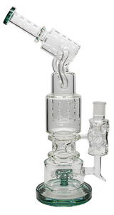 Double Perc Water Pipe - GREEN LIP